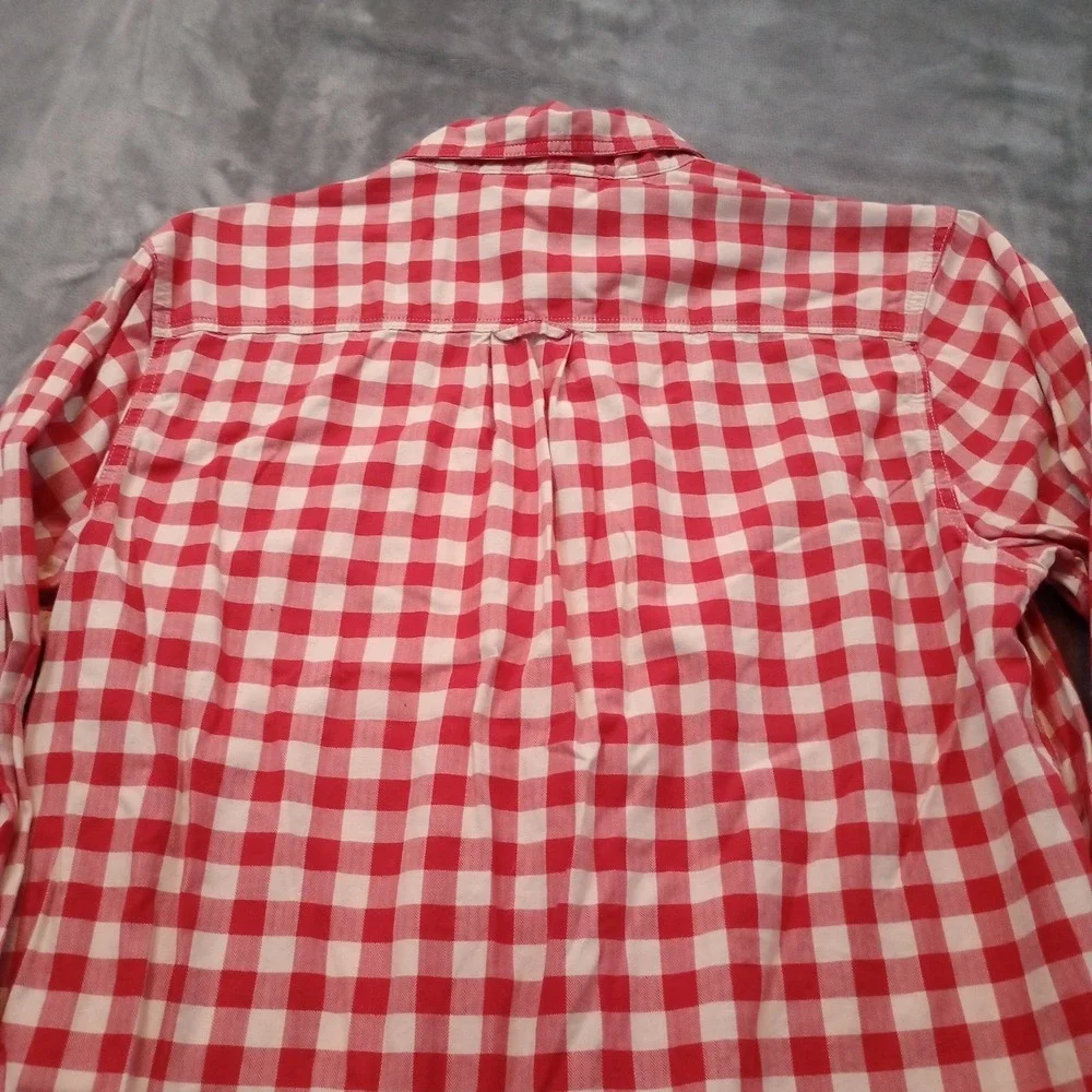 The North Face Shirt Mens L Red White Check Cotton Button Up Casual Preppy‎ Gorp